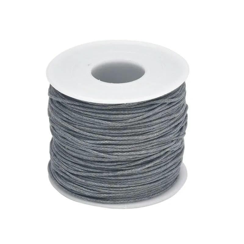 Cordón de algodón Encerado de 1 mm (24-70 m) para Abalorios, Manualidades, Pulseras, Collares, Hilo Trenzado y bisutería (Gris Claro), 1 mm x 24,0 m (Largo)