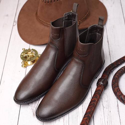 Image of LOUIS STITCH Men's Chelsea Boots | Handcrafted | High Ankle Boot| Comfortable Formal Office & Casual Wear Shoes | Dual Tone Patina Finish LSRGCL