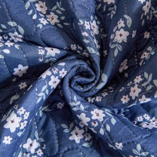 Image of HOMETHREADS Floral Cotton Chair Cover Set | Soft & Comfortable Seat Covers with Anti-Skid Non-Slip Backing + Waterproof Dining Table Cover (140x180 cm) Navy White, 4 Chair Covers + 1 Table Cover