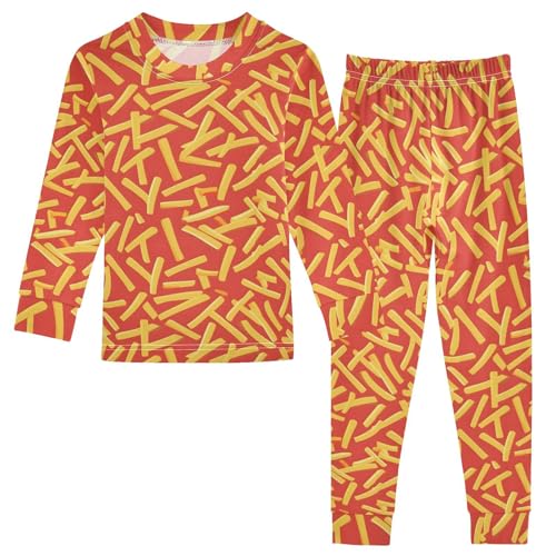 ALAZA French Fries Red Yellow 2 Piece Pajama Set Long Sleeve Top and Pants Sleepwear Unisex