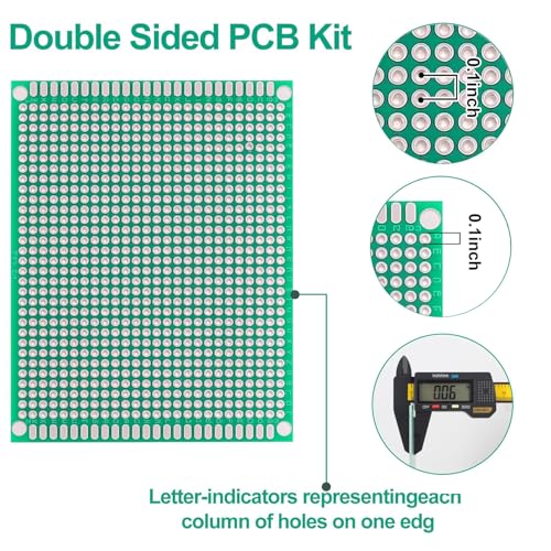 image for Rindion 32 Pcs PCB Board, Green Circuit Board with 5 Sizes Compatible,
