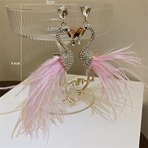 Flamingo Dangle Earrings for Women.Feather Tassel Drop Earrings Elegant Crystal Birds Earrings Fashion Jewelry Gifts for Women3