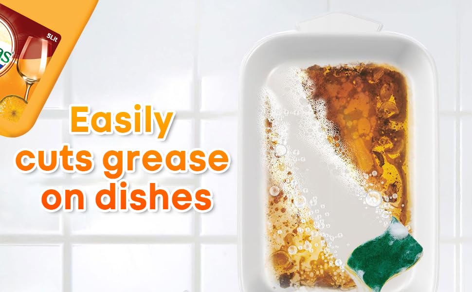 Image of Shatras Dishwashing Liquid, Orange Scent - 5 Liters | Heavy-Duty Grease Fighter | Spot-Free Shine | Glassware Safe