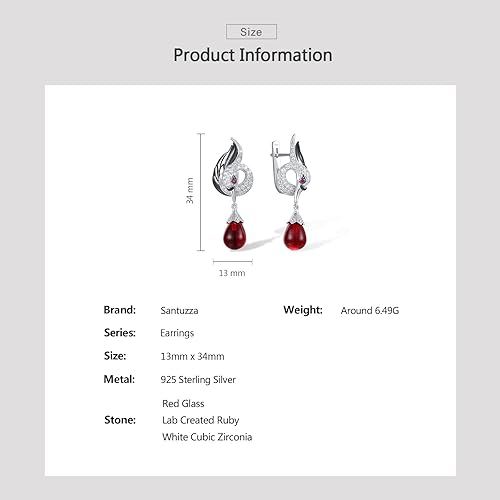 Miniatura 4 de Santuzza Pendientes colgantes de plata de ley 925 con cristales para mujer