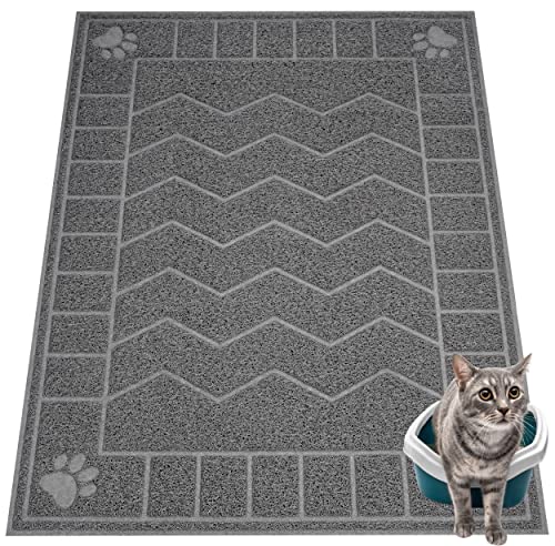 Image of Cat Litter Mat, Litter Trapping Mat Soft on Kitty Paws, 47 inch x 35 inch Kitten Litter Box Mat for Cleaner Floors, Waterproof, Easy Clean, Durable XL Large Size Cat Litter Pad for Kitten.