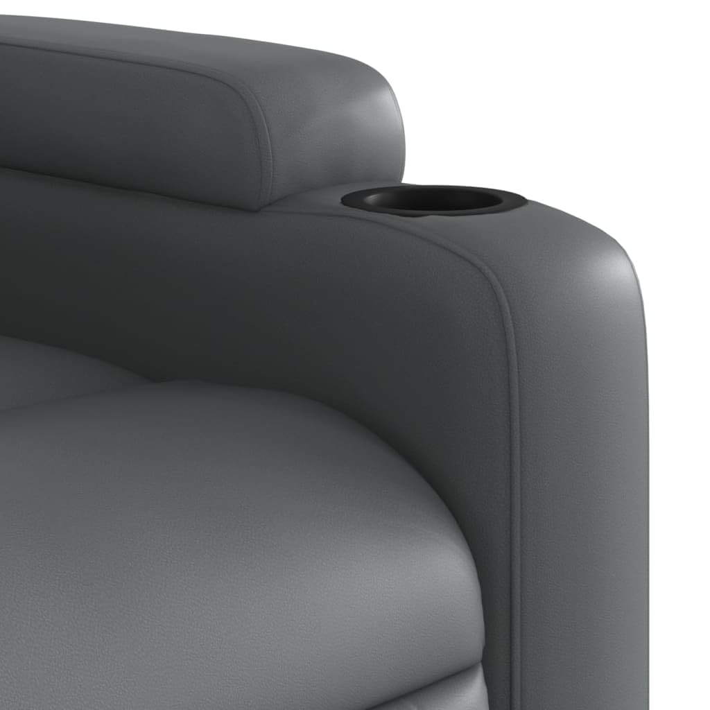 Festnight Sillón Masaje Reclinable Sillón Masaje Eléctrico Sillon Relax Reclinable Sillon Reclinable Manual Sillón Relax de Cuero Sintético, con Prácticos Portavasos y Bolsillo, Gris