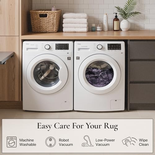 Image of BEIMO Area Rugs 8x10 for Living Room Bedroom, Modern Abstract Machine Washable Rug, Large Soft Low Pile Floor Carpet with Non Slip Backing for Dining Room, Purple