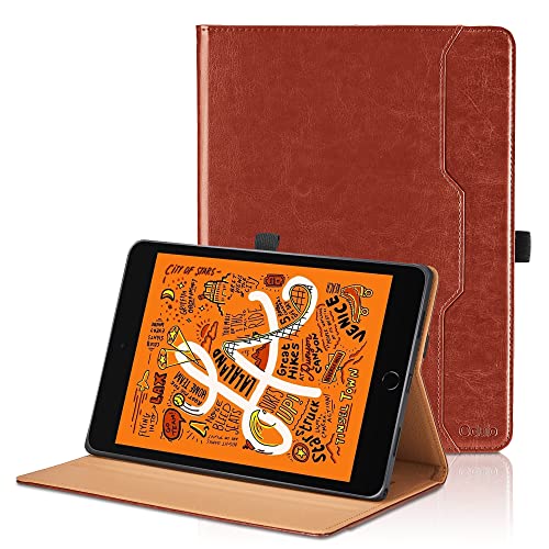 Hülle für iPad mini 7.9 Zoll, iPad mini 5/4/3/2/1 PU Leder Schutzhülle mit Tasche & Stifthalter, Auto Schlaf/Aufwach Funktion Smart Cover mit Stand Funktion - Braun