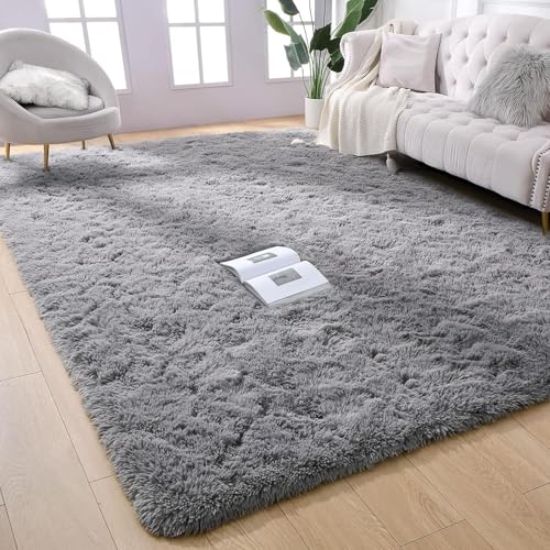 Tapis moderne doux salon 205x220cm gris shaggy antidérapant pour chambre - 2