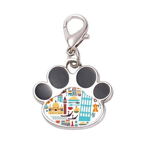 DIYthinker?Italy Roman Theater Heart Pet Tag Keychain Dog Cat ID