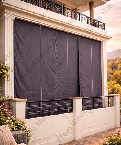 Image of Waterproof Bamboo Curtains for Balcony Roller Rollup Blinds Bamboo Chick Curtain, Rain, Sunlight Solution, Cold Air Protection, Window,Door (Color-Brown,3ft x 9ft (W x H)