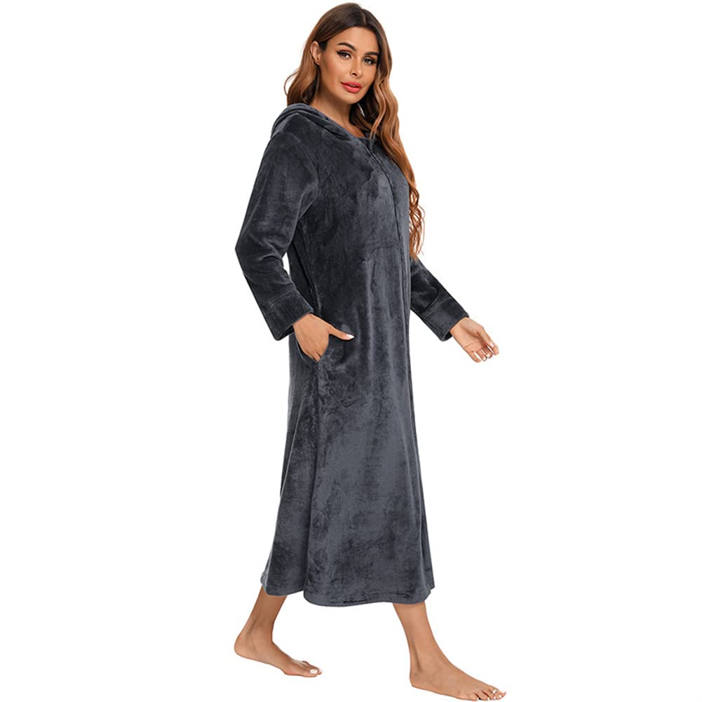 Peignoir en peluche zippé pour femmes - Peignoir doux et chaud - Pyjama décontracté - Vêtements de détente