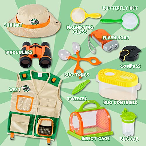 Joyin Outdoor Explorer Kit, Bug Catcher For Kids (Vest, Hat, Flashlight Compass, Binoculars, Magnifying Glass And Butterfly Net), Kids Camping Gear, Educational Toys, Halloween Birthday Gift For Kids #TOP1