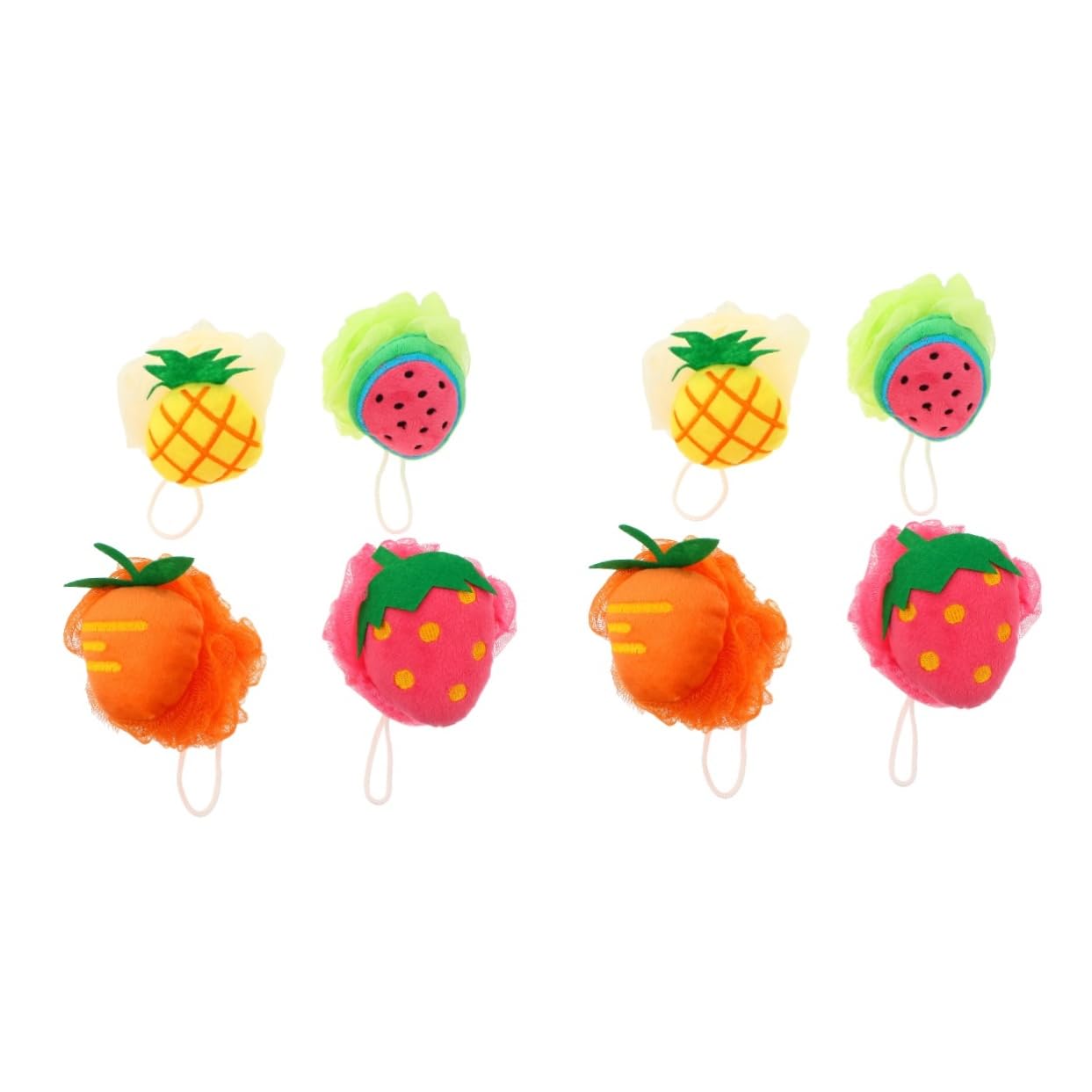 Healeved 8 Piezas Flor de baño con forma de fruta esponja de baño de lufa kid bath toys esponja baño bebe esponja bebe bola de baño de ducha de frutas pelota de baño para niños Malla Tierra