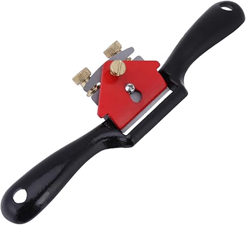 Miniatura 5 de Oumefar Spokeshave Plane 9 Pulgadas Ajuste Spokeshave Herramienta de Recorte de Mano Herramienta de carpintería con Doble Tornillo Negro Rojo