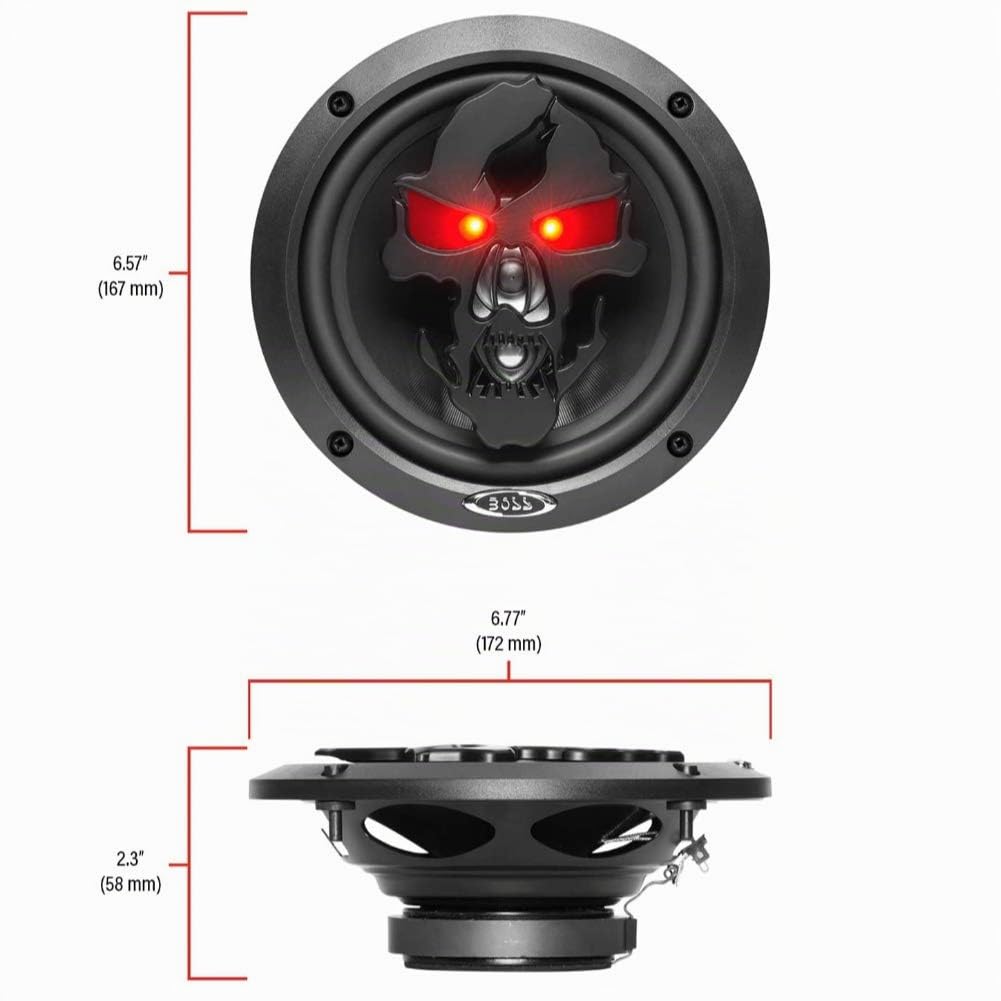 2 Altavoces Compatible con Boss Audio Systems SK653B coaxial de 3 vías 16,50 cm 165 mm 6,5" 175 vatios rms 350 vatios máx 4 ohmios 90 db Negro, por par