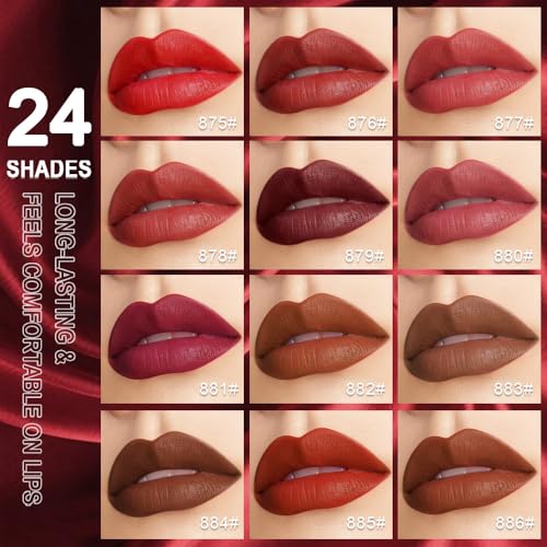 Image of evpct Nuetral Nude Velvet Matte Lipstick, High Pigmented Slim Lipstick Long Lasting Waterproof for Women, Velvet Silky Lip Stick Stain Color Makeup Blendable 24 Hours Original Makeup Labiales, 883#