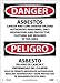 NMC ESD95RB Bilingual OSHA Sign, Legend "DANGER - ASBESTOS CANCER AND LUNG DISEASE HAZARD AUTHORIZED PERSONNEL. . .", 10" Length x 14" Height, Rigid Plastic, Black/Red on White