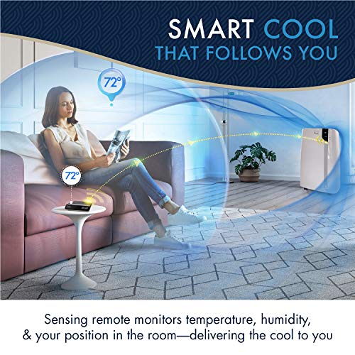 DeLonghi Portable Air Conditioner 12,000 BTU,cool large rooms up to 500 sq ft,remote,energy saving mode,extremely Quiet,AC Unit for room,dehumidifier,fan,programmable,window venting kit,EX360LVYN