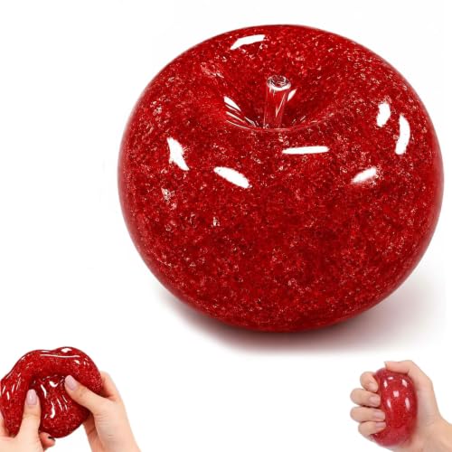 Slushy Apple Squishy, Stress Relief Fidget Toys with Crunchy Sounds, Red
