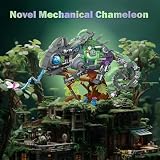 JMBricklayer Adult Building Sets Mechanical Chameleon 70124, Cool Rainforest Animals Collectible Display Model with Base, Creative Design Building Toys Gifts for Adults Men Boys Girls 14+