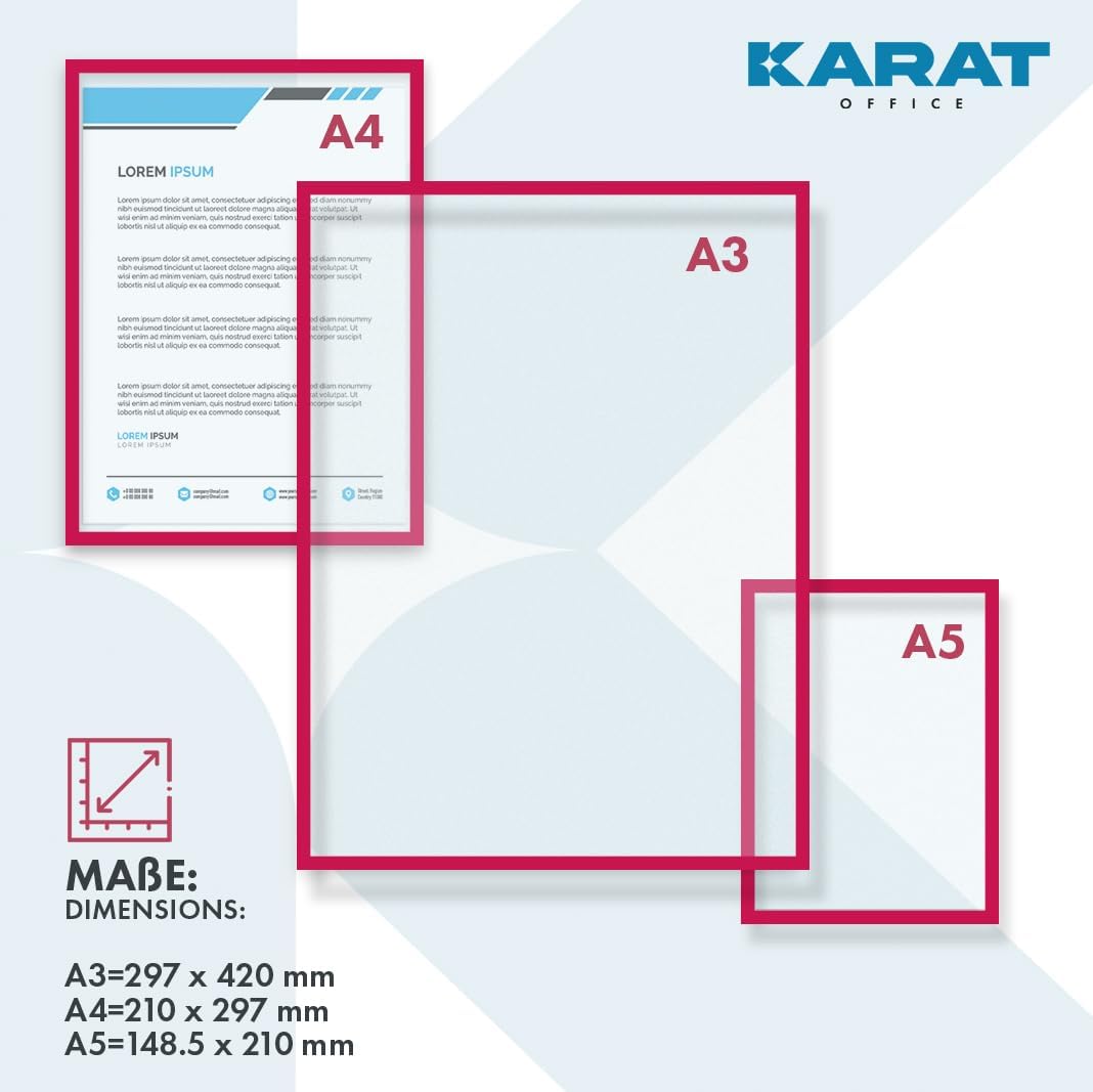 KARAT 5er Set Magnetrahmen DIN A4 Rahmen für Kinderzeichnungen, Dokumentenhalter, Infotasche, magnetische Bilderrahmen für Angebotsschilder, Blatthalter Dokumententasche (Außenmaß 23,3 x 32,5cm, Rot)