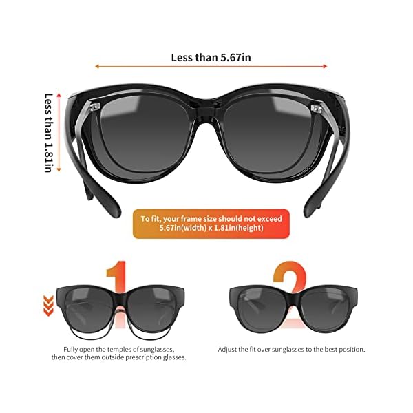 GEGURI Fit Over Glasses Sunglasses for Women Men, Oversized Cat Eye Sunglasses Polarized 100% UV400 Protection - Image 4