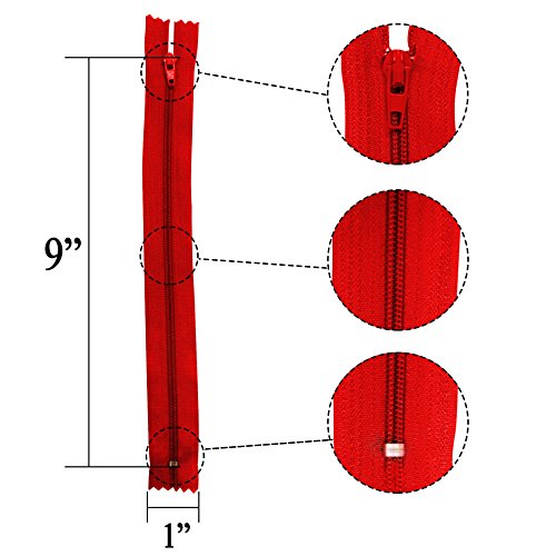 KGS Zippers for Sewing Crafts, Red, 9 Inch (20 Pieces) - Image 3
