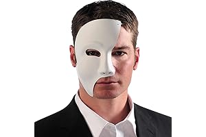 White Phantom Plastic Mask Costume Accessory - Ideal for Masquerade Parties