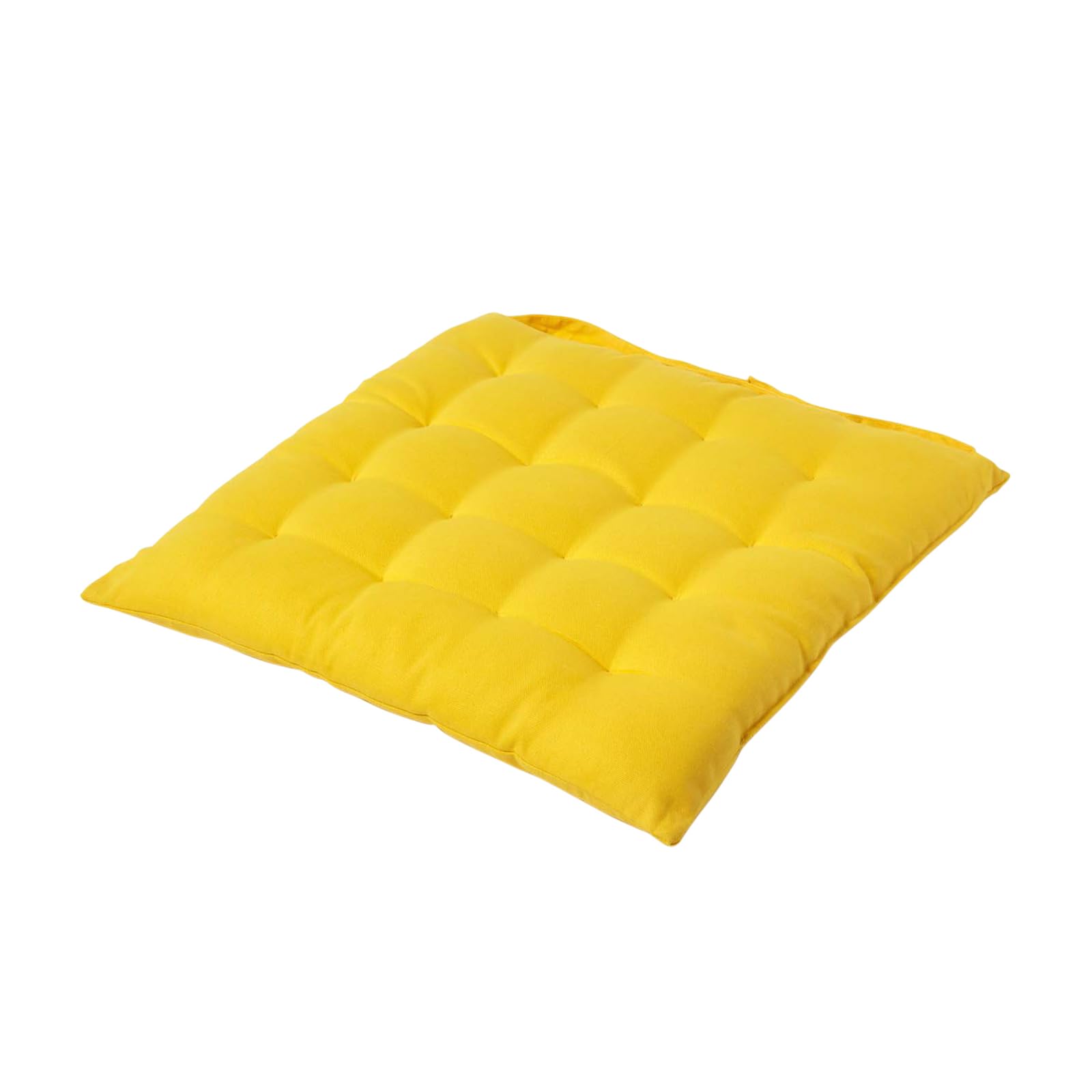 HOMESCAPES - Seat Pad - Yellow - 40 x 40 cm - Indoor - Garden - Dining - Chair Cushion with a Button Tie Handle to fix to Chair - 100% Cotton - Well Filled - Easy Care - Washable At Home โ image 1