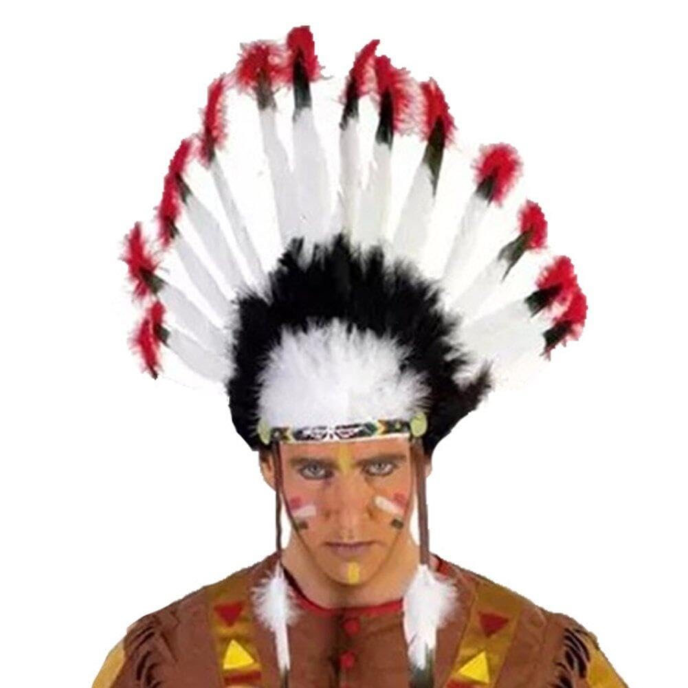 Lpitoy As Shown Indian Feather Hat American Warbonnet Feather Headdress Hat Carnival Cosplay Props Hair Accessories