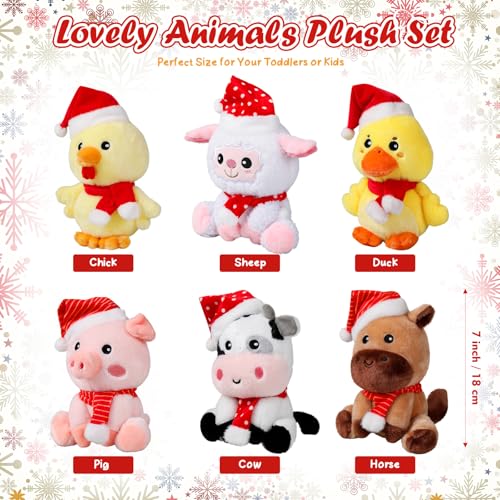 Image of RoundFunny 6 Pcs Christmas in July Farm Animals Toys 7 inch Stuffed Animals Set
