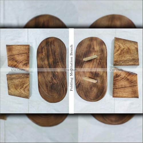 Handmade Wooden Meditation Bench/Stool – Foldable Ergonomic Meditation Seat & Bench, Curved Kneeling Design, Mindfulness & Meditation Gift for Men & Women | Round 18 cm - Image 5