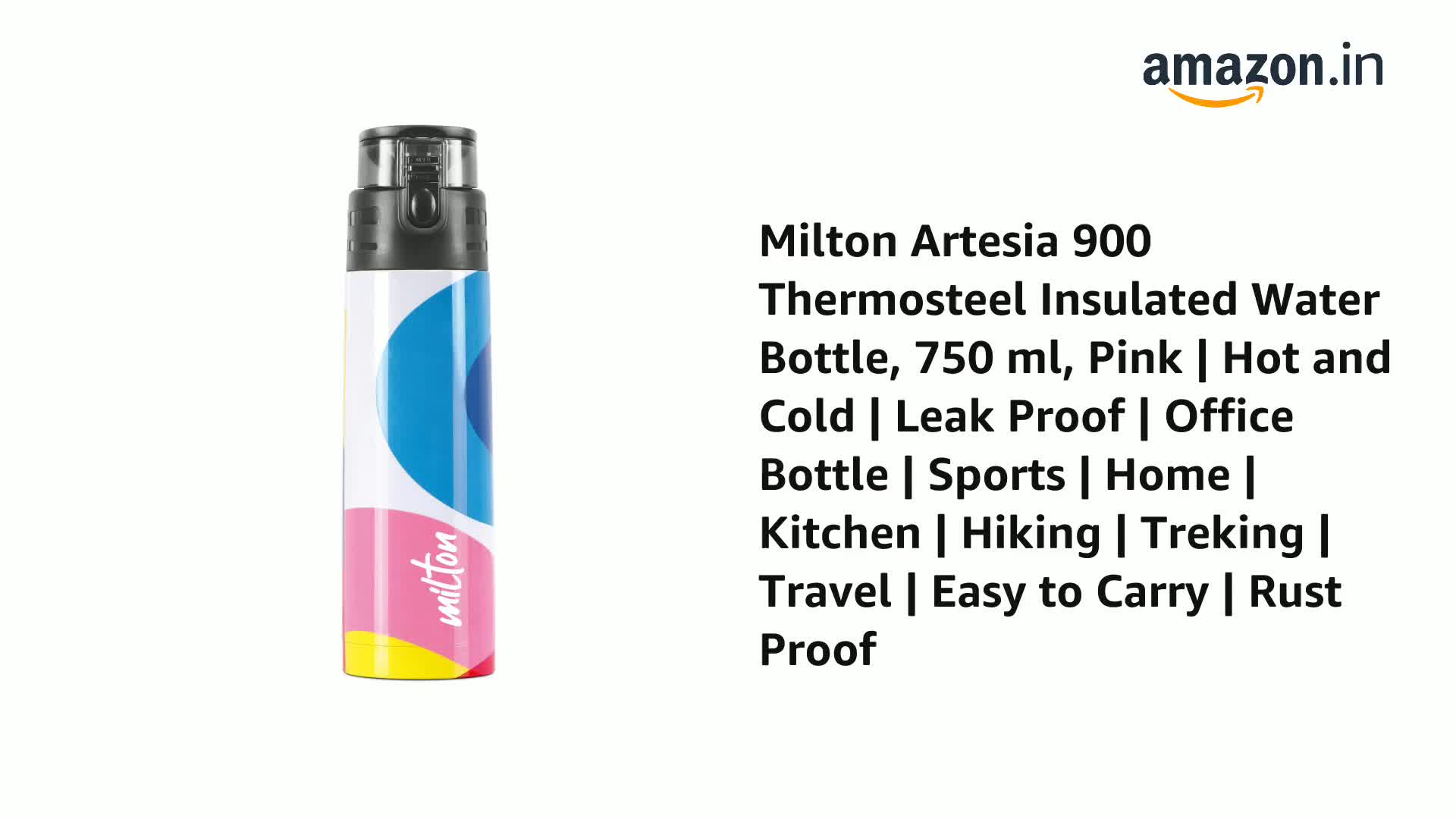 Milton Artesia 900 Thermosteel Insulated Water Bottle, 750 ml