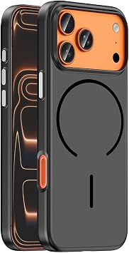 Zore Apple ile uyumlu iPhone 17 Pro K l f M-Safe  arj  zellikli Zore Lora PC Kapak Siyah