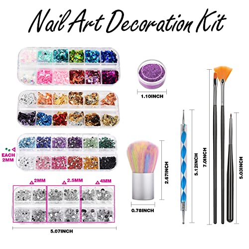 Nail Art Brush, Fandamei Nail Design Tools Kit With Nail Art Brushes, Nail Dotting Tools,Fine Glitter,Nail Butterfly, Nail Heart Sequins, Foil Flakes, Nail Art Rhinestones, Nail Art Decoration Kit. #TOP1