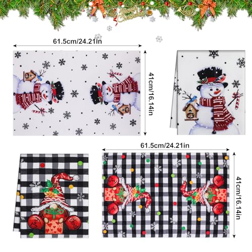 QKURT 4 peças de toalhas de cozinha de Natal, toalhas de prato de Natal 61 x 40 cm, toalha de chá de
