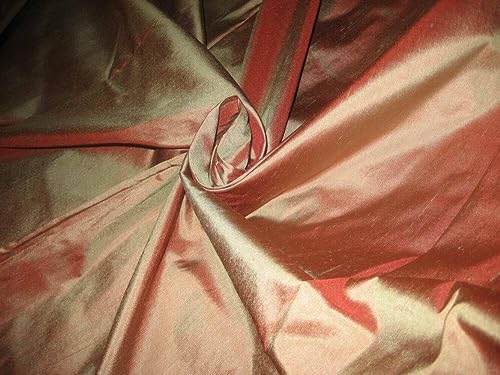 Soie Dupioni irisée vert saumon pour confection robe de soirée