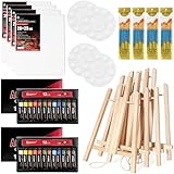 Sip and Paint Kit for Adults, Painting Kits for Adults, Painting Kit with Easel, Canvas Boards, and Brushes, Art Supplies for Kids Ages 8-12 and Adults, Beginner Art Set