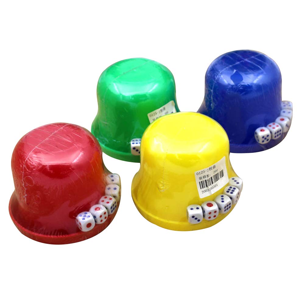 TOYANDONA 1 Set Juego de Dados con Bandeja/Tapa 5 Dados Juego de Dados de póker plástico Copa Juego de Dados para Jugar al Juego de (Color Aleatorio)