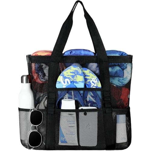 Tavaleu Mesh Beach Bag with Multi-Pocket Design