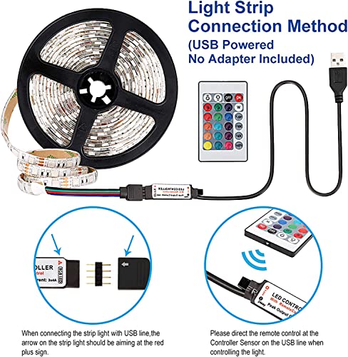 Image of One94Store 3M Smart Remote 5050 RGB LED Strip Light Kit - Flexible Multi-Color Lighting with USB Controller for TV Backlight, Bedroom, Diwali, Ceiling & Home Decor (3 Meter for 40-49 inch TV's,USB)