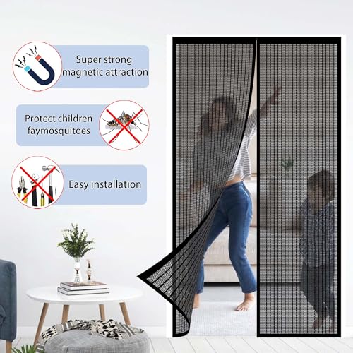 Moustiquaire magnétique pour porte 150x208 cm blanche avec aimants
