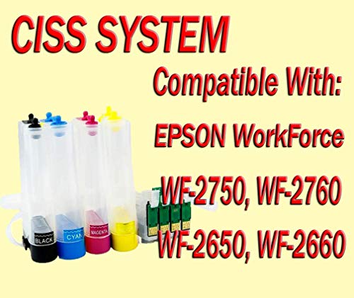 CISS Continuous Ink System for Epson Workforce WF-2750 WF-2760 WF-2660 WF 2650