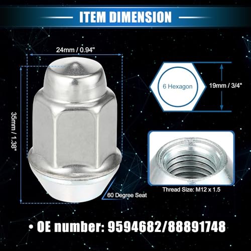 Tuercas de rueda M12 x 1.5 alta resistencia para tornillos llanta 9594682 de 10pcs 4