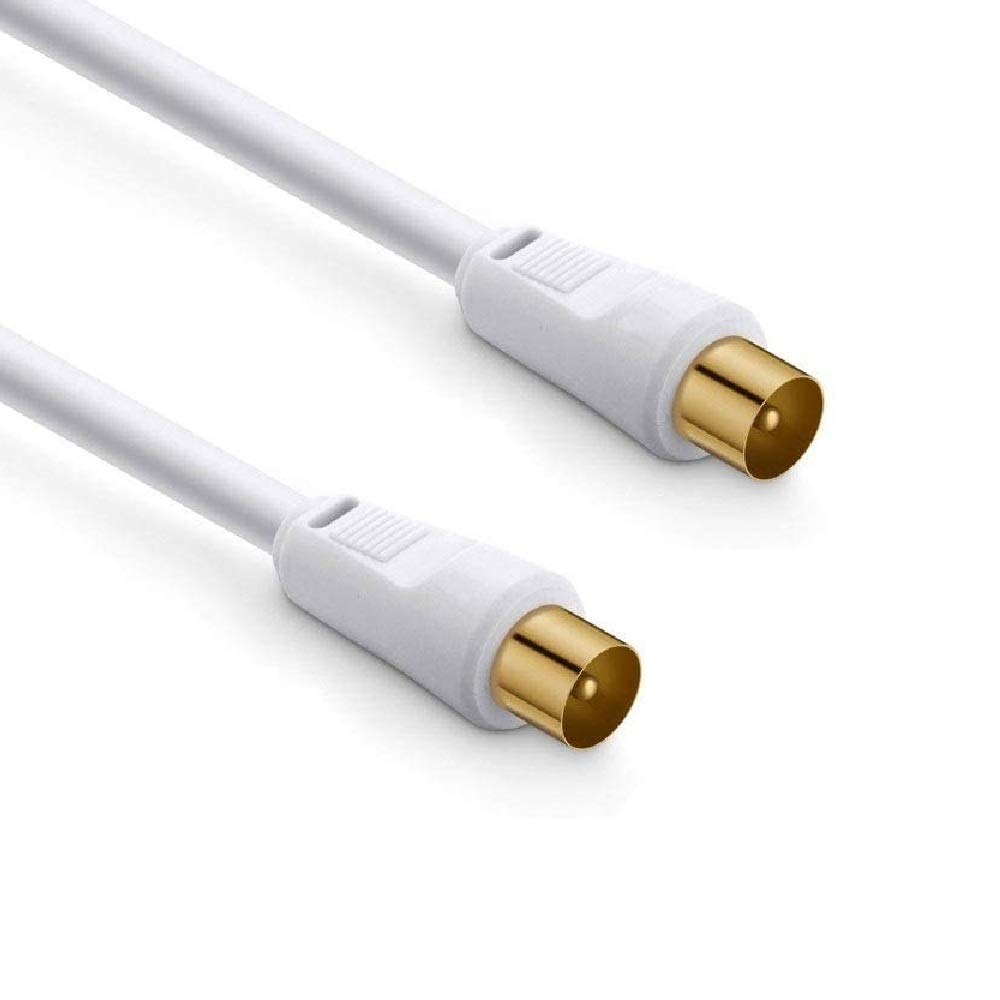 REALMAX 1M 2M 3M 5M 10M 15M TV Aerial Cable Lead Coaxial TV Cable ariel cables for TV antenna cable Male to Male aerial cable AV Coax Two Ferrite Cores Compatible with Extension connectors (10 Meter)