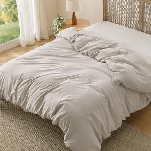 Bedsure Duvet Cover King Size Only - Prewashed Cotton-Like Polyester Extra Soft All Season Bedding, Includes 1 Duvet Cover 104x90 Inches with Zipper Closure, Linen, (No Comforter)