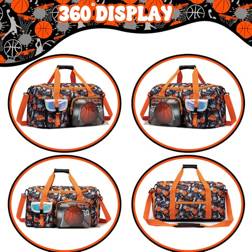 Kids Duffle Bag Boys Overnight Bag for Kids Weekender Travel Bags for Boys Sports Gym Basketball Tennis Bags with Shoe Compartment3