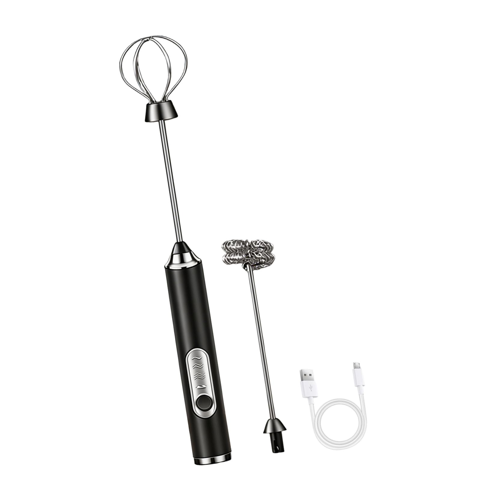 Uqezagpa Black Automatic Milk Frother And Multipurpose Whisk With 1500Mah Rechargeable Battery Suitable For Baking And Kitchen Use Handheld Milk Frother