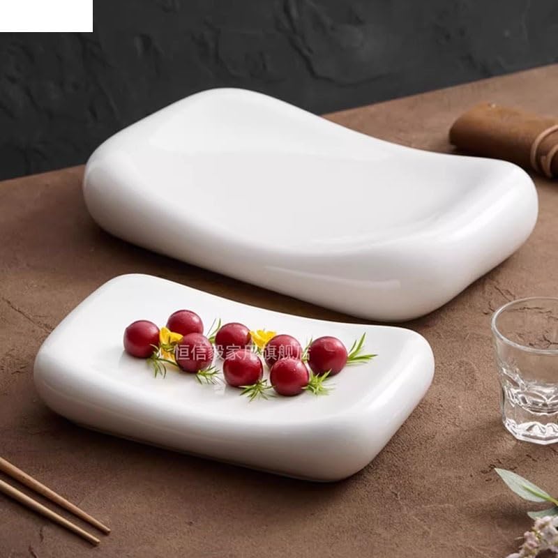 Platos de Camping Plato de cerámica creativo con forma de almohada for comedor, plato aislante for restaurante, plato de postre, plato de sushi, plato de salmón, vajilla especial, platos de ensalada P